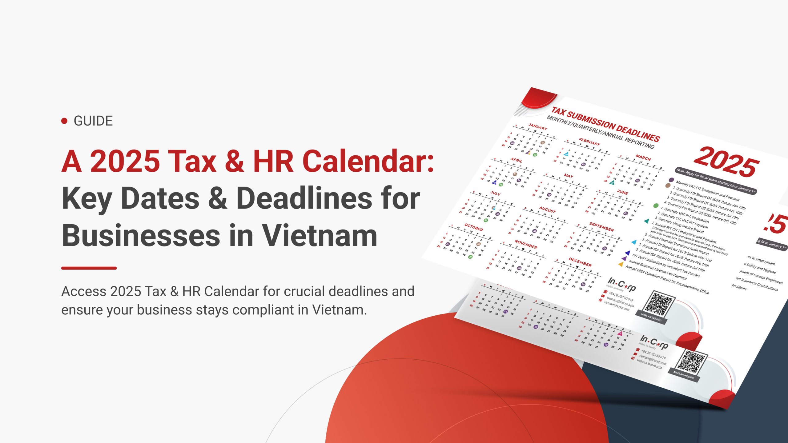 A Full 2025 Tax & HR Calendar: Key Dates & Deadlines for Businesses in Vietnam